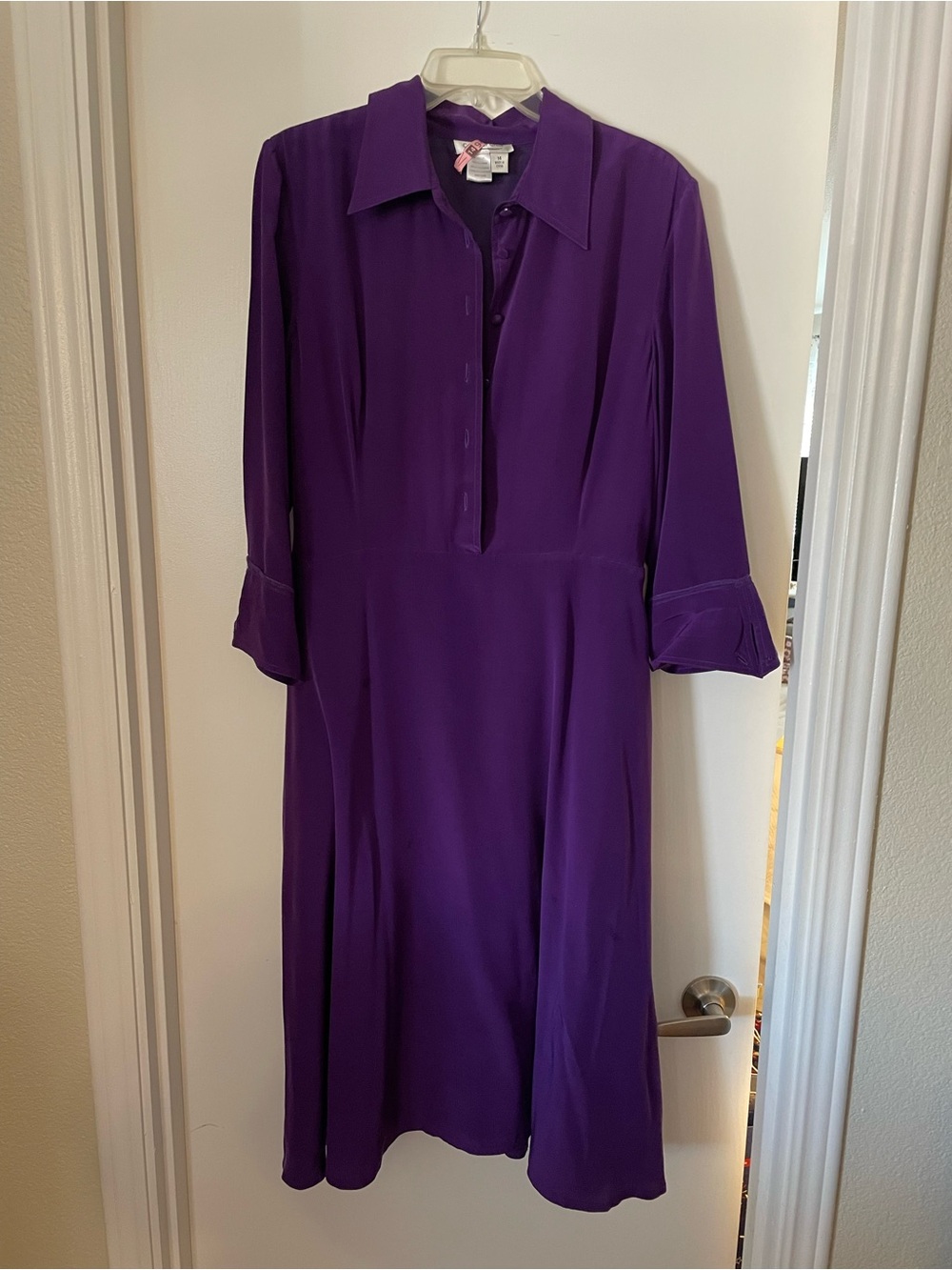 Coldwater Creek Deep Purple Collared Midi Dress